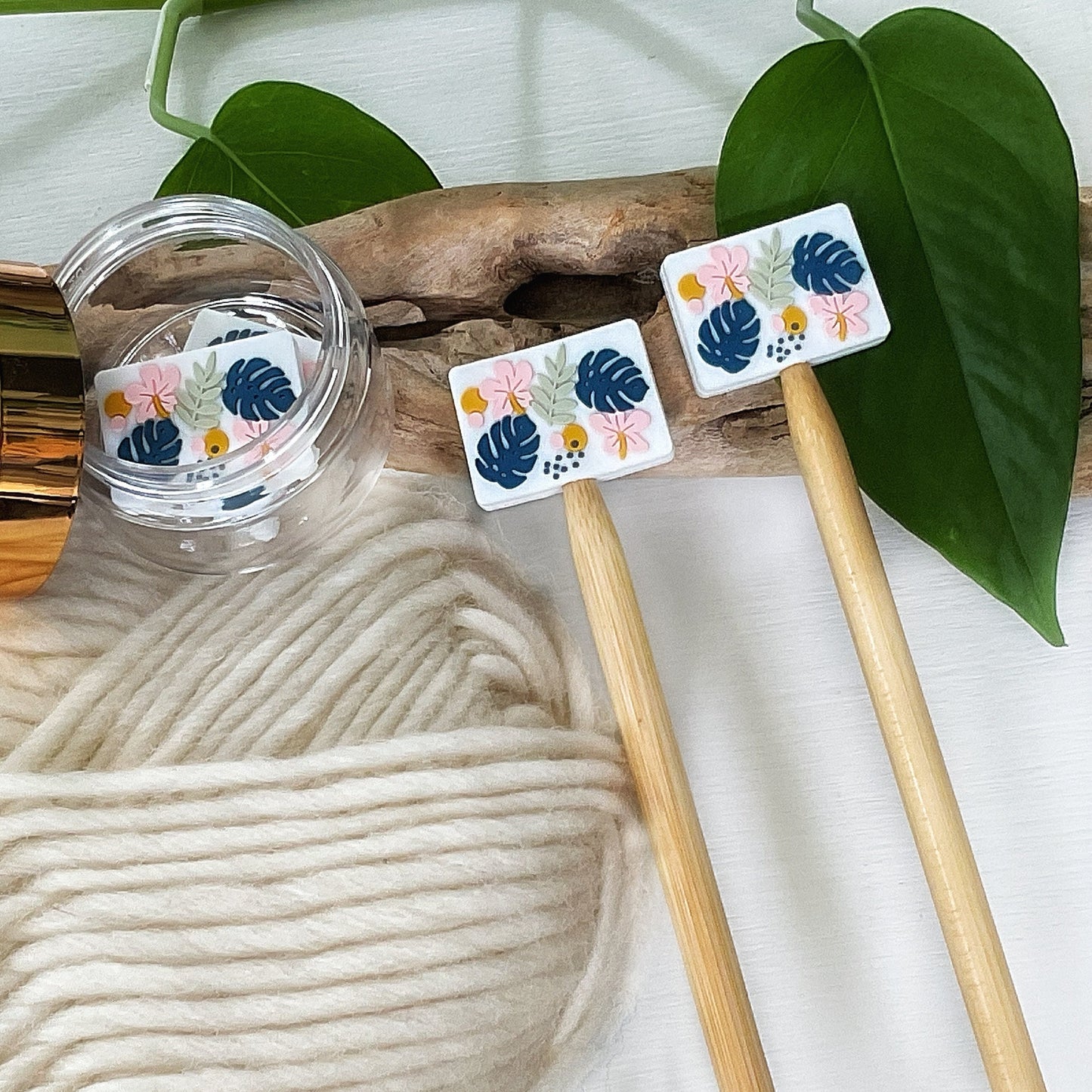 FLOWERS, LEAVES + BERRIES Stitch Stoppers, Spring + Summer any time of the year, Fun gift for Knitters or crocheters, keeps stitches safe