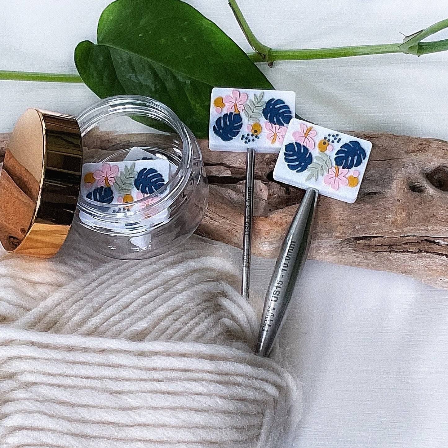 FLOWERS, LEAVES + BERRIES Stitch Stoppers, Spring + Summer any time of the year, Fun gift for Knitters or crocheters, keeps stitches safe