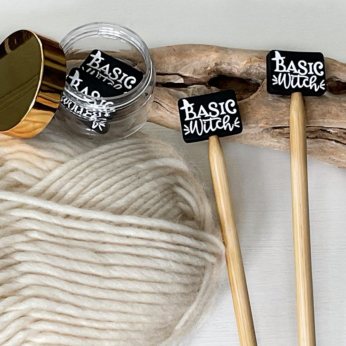 BASIC WITCH stitch stoppers + Witch Hat stitch marker, Magic for Halloween or any time, Fun for Knitters or crocheters, keeps stitches safe