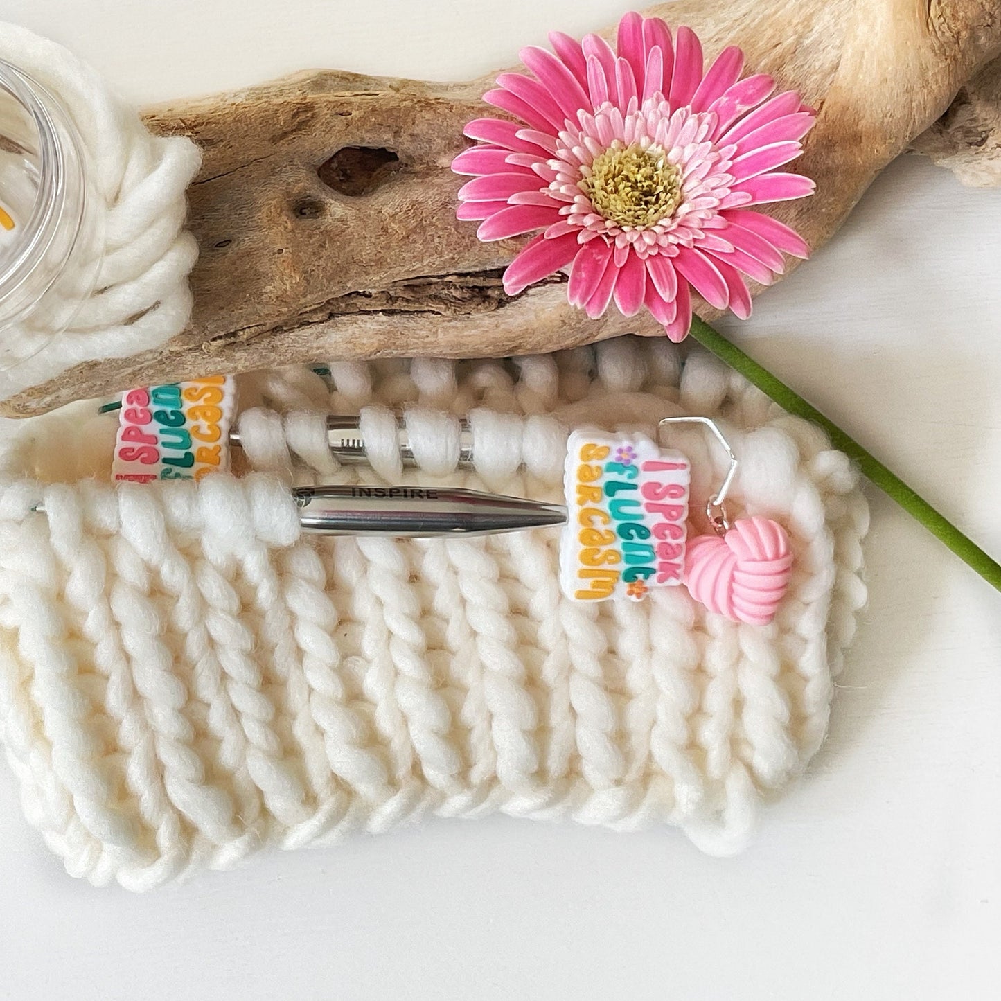 I SPEAK FLUENT SARCASM Stitch Stoppers, Multicolored Fun Pun 4 any time of the year, Fun gift for Knitters or crocheters, keep stitches safe