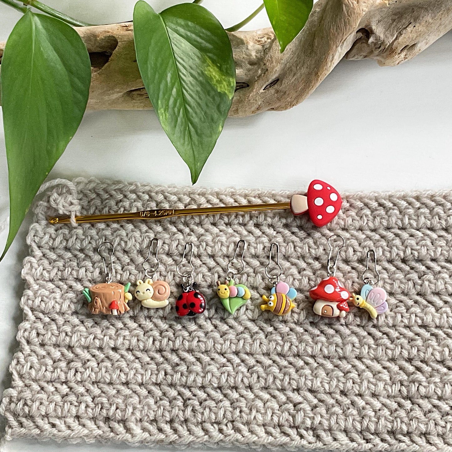 INTO THE FOREST Stitch Markers build your personal set of 1,3,5 or 7, choose your findings knit + crochet, 5 or 7 includes free elegant jar