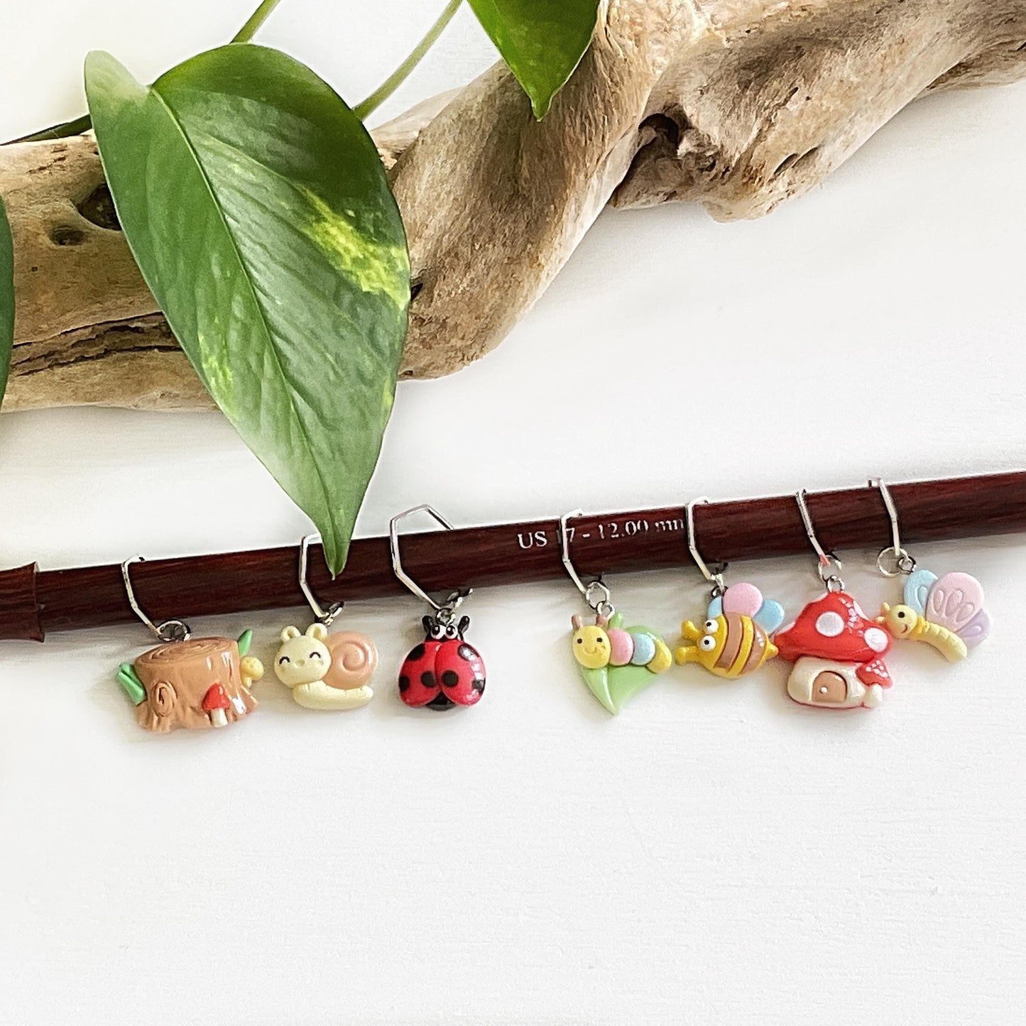 INTO THE FOREST Stitch Markers build your personal set of 1,3,5 or 7, choose your findings knit + crochet, 5 or 7 includes free elegant jar
