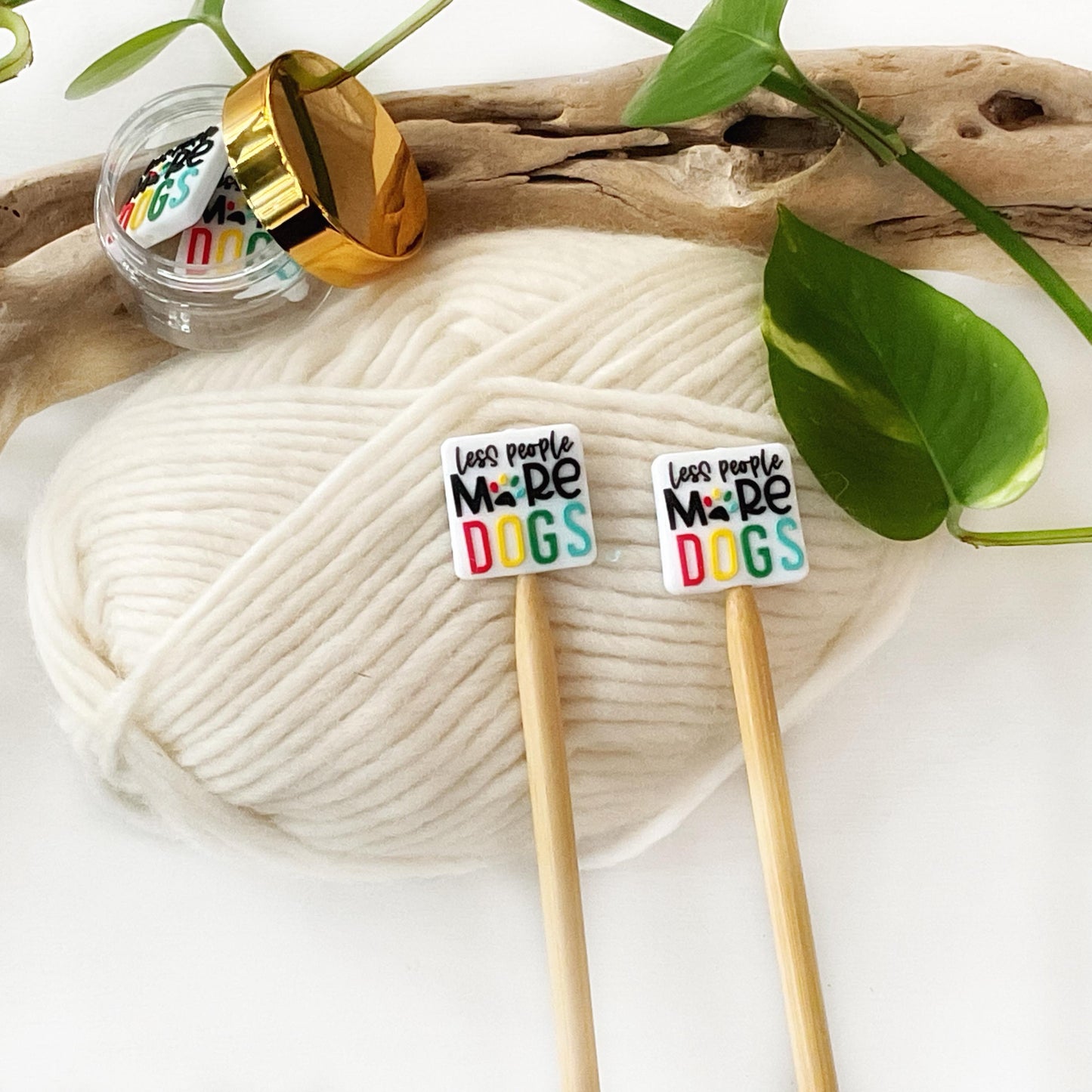 Less People, MORE DOGS knitting needle point protectors for knitting dog lovers, Fun for Knitters or crocheters, Dog stitch stoppers