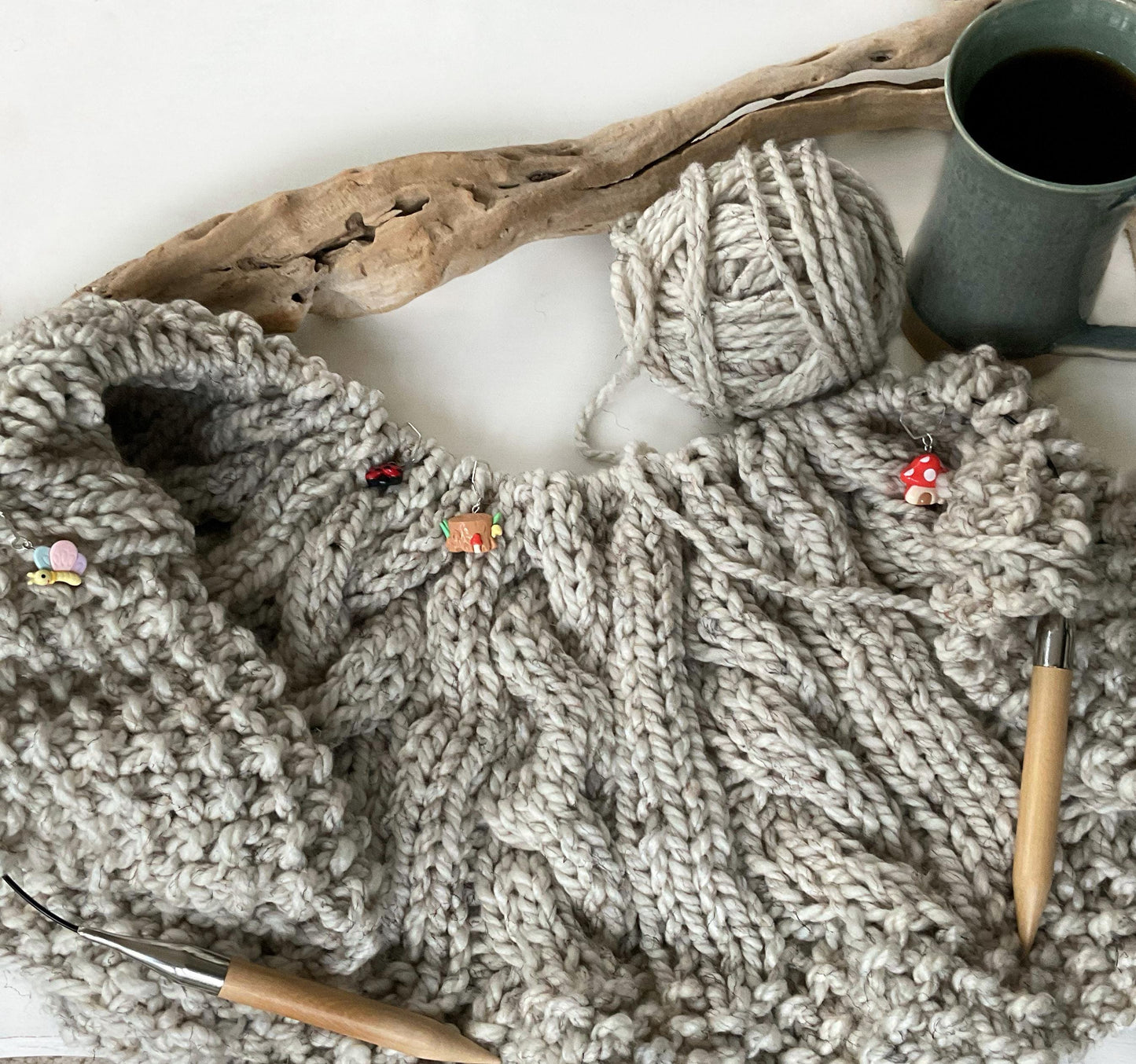INTO THE FOREST Stitch Markers build your personal set of 1,3,5 or 7, choose your findings knit + crochet, 5 or 7 includes free elegant jar