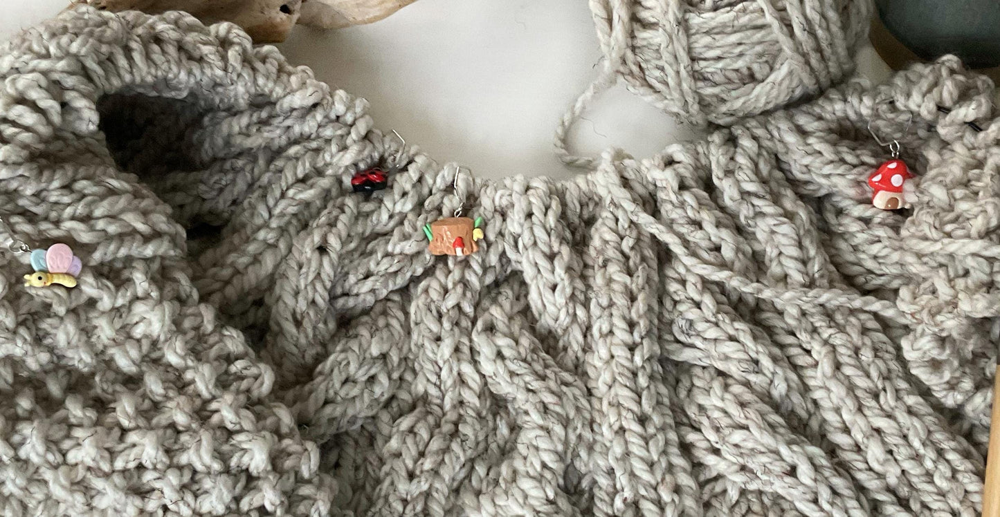 INTO THE FOREST Stitch Markers build your personal set of 1,3,5 or 7, choose your findings knit + crochet, 5 or 7 includes free elegant jar