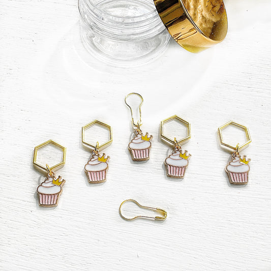 Cupcake Queen Knit + Crochet stitch marker set of 6