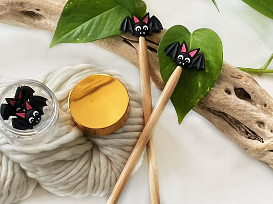 Knitting Stitch Stoppers, Adorable Vampire Bats  HALLOWEEN Set of 2 knitting needle point protectors/ Knit tools Autumn +Fun Knit