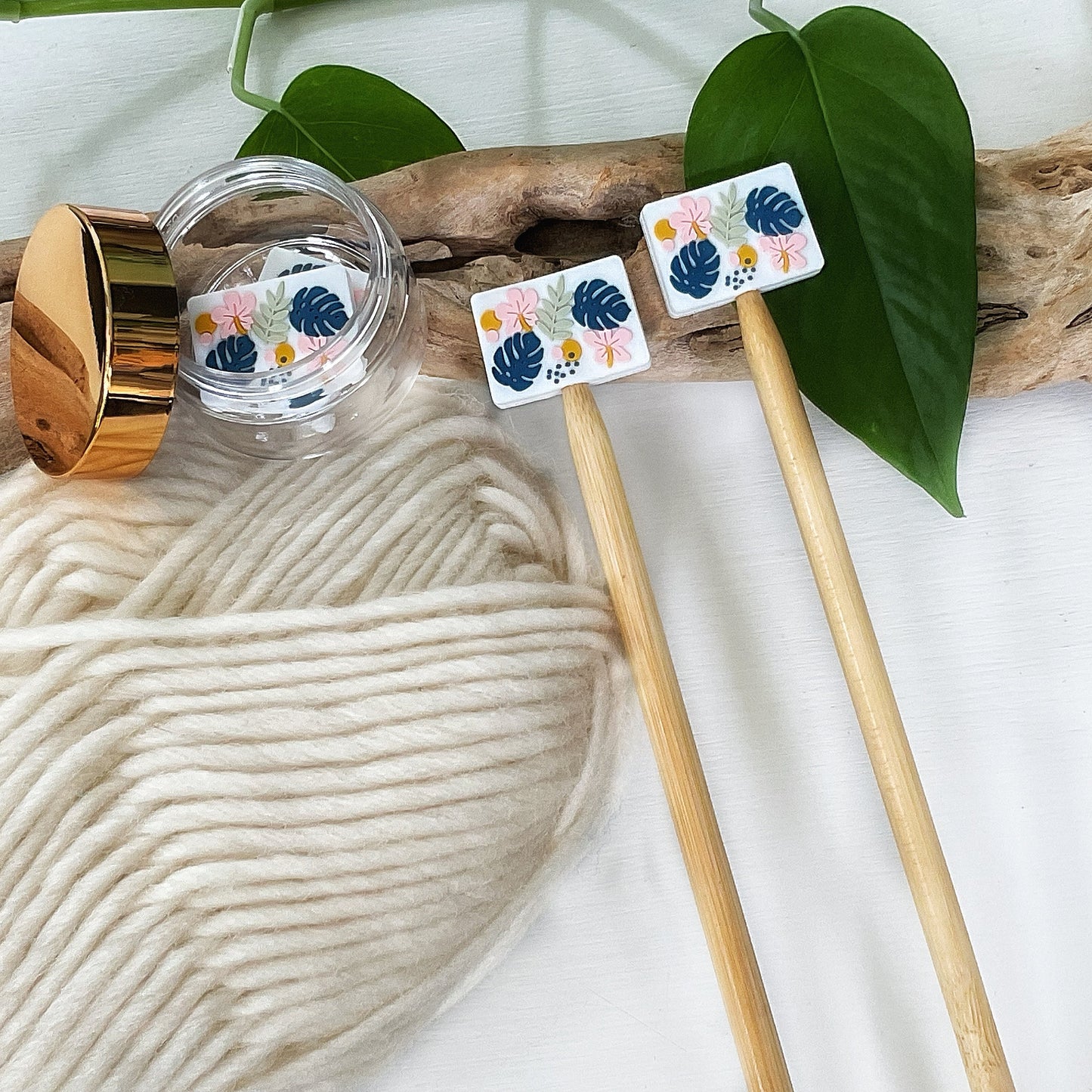 FLOWERS, LEAVES + BERRIES Stitch Stoppers, Spring + Summer any time of the year, Fun gift for Knitters or crocheters, keeps stitches safe