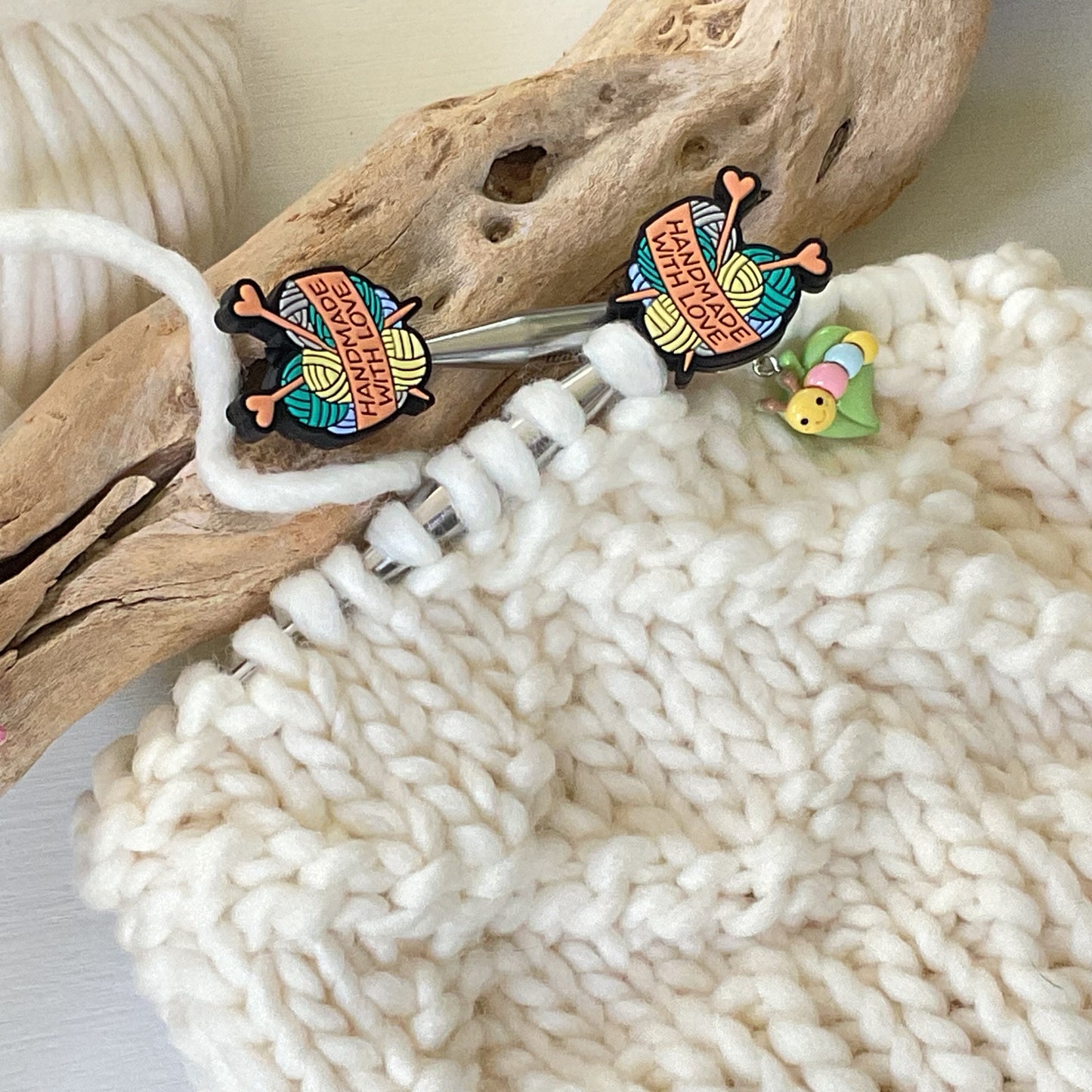 HANDMADE WITH LOVE, Knitting hearts Stitch Stoppers, Fun gift for Knitters or crocheters, keep stitches safe,