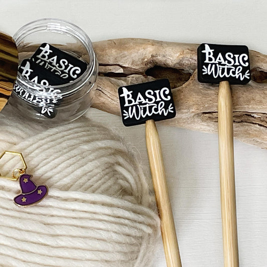 BASIC WITCH stitch stoppers + Witch Hat stitch marker, Magic for Halloween or any time, Fun for Knitters or crocheters, keeps stitches safe