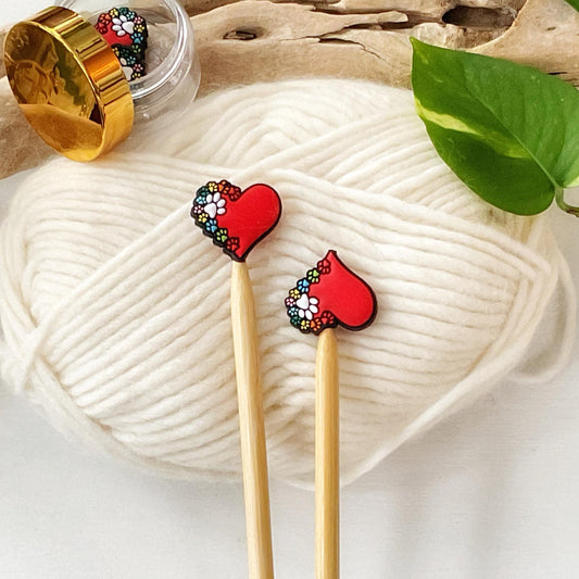 PAW PRINTS across my HEART, knitting needle point protectors for dog + cat lovers, crochet hook buddies, show love for your pets