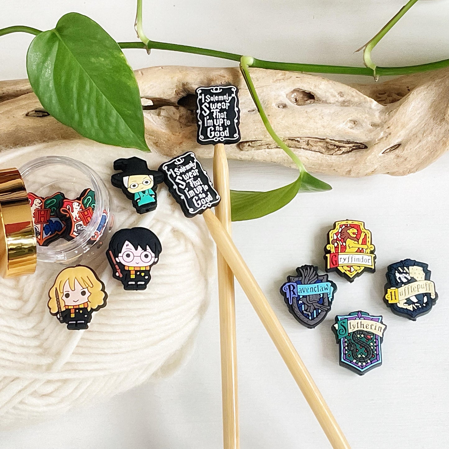 WIZARDING SCHOOL MAP, Set of 2 knitting needle point protectors, Crochet Hook buddies, keeps stitches safe even if youre up to no good